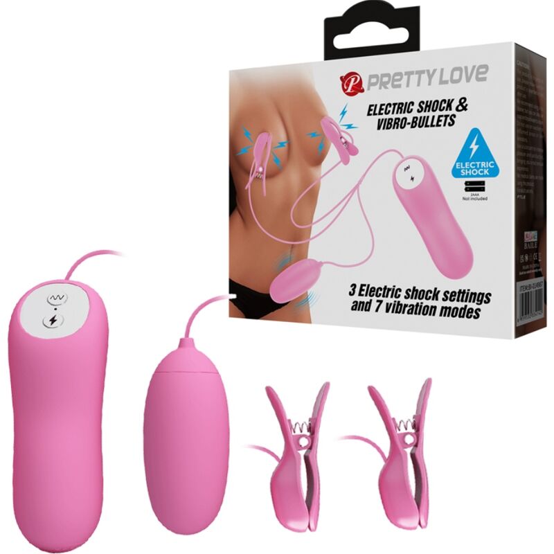 PRETTY LOVE - PINZAS CON VIBRACIÓN Y ELETROSHOCK ROSA PRETTY LOVE
