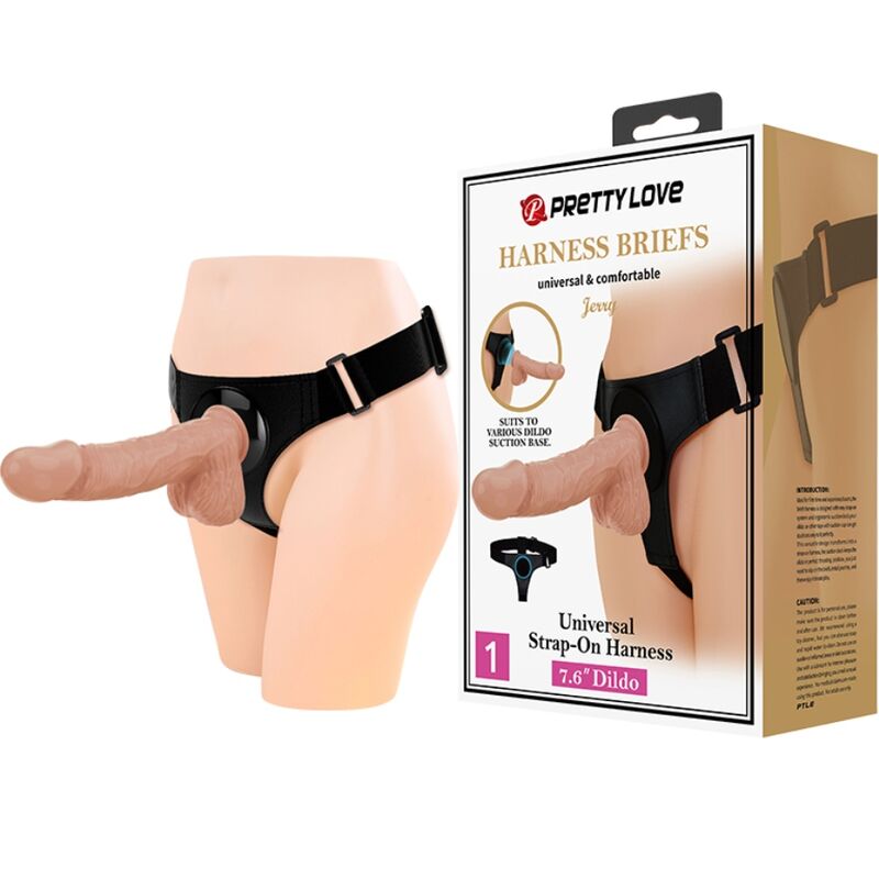 PRETTY LOVE - HARNESS BRIEFS ARNÉS UNIVERSAL CON DILDO JERRY 21.8 CM NATURAL PRETTY LOVE