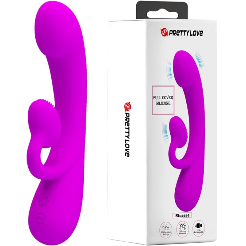 PRETTY LOVE - SINCERE VIBRADOR Y SUCCIONADOR DE CLITORIS SILICONA MORADO PRETTY LOVE
