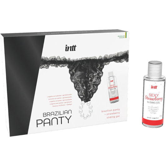 INTT RELEASES - PANTY BRASILEÑA NEGRA CON PERLAS Y GEL LUBRICANTE 50 ML INTT RELEASES