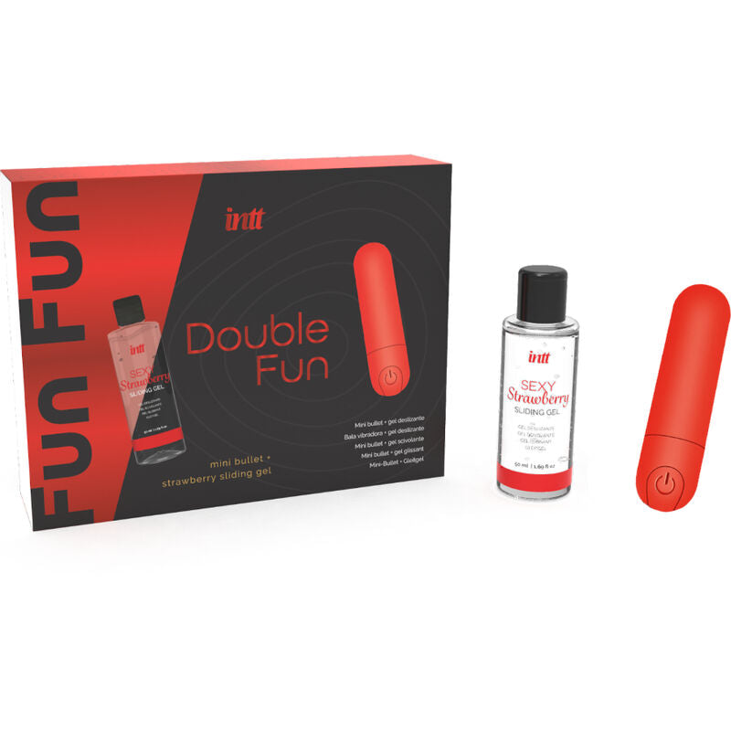 INTT RELEASES - DOUBLE FUN KIT CON BALA VIBRADORA Y GEL DE MASAJE FRESA INTT RELEASES