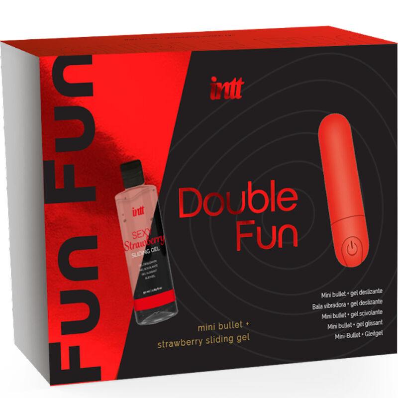 INTT RELEASES - DOUBLE FUN KIT CON BALA VIBRADORA Y GEL DE MASAJE FRESA INTT RELEASES