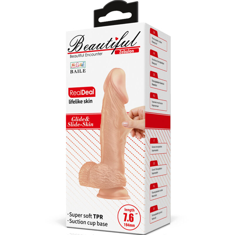 BAILE - BEAUTIFUL ENCOUNTER ZEBULON DILDO REALISTICO FLEXIBLE 19.4 CM NATURAL BAILE DILDOS