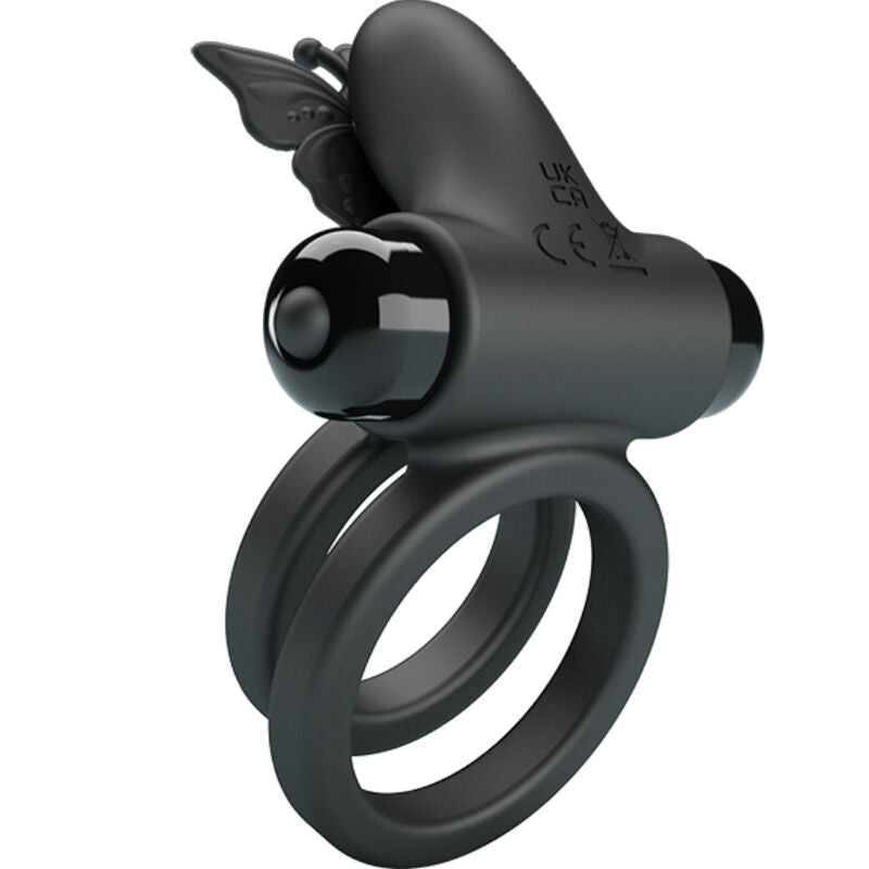PRETTY LOVE - DOBLE ANILLO VIBRADOR CON ESTIMULADOR NEGRO PRETTY LOVE MALE