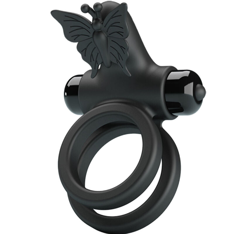 PRETTY LOVE - DOBLE ANILLO VIBRADOR CON ESTIMULADOR NEGRO PRETTY LOVE MALE