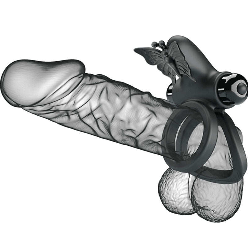 PRETTY LOVE - DOBLE ANILLO VIBRADOR CON ESTIMULADOR NEGRO PRETTY LOVE MALE