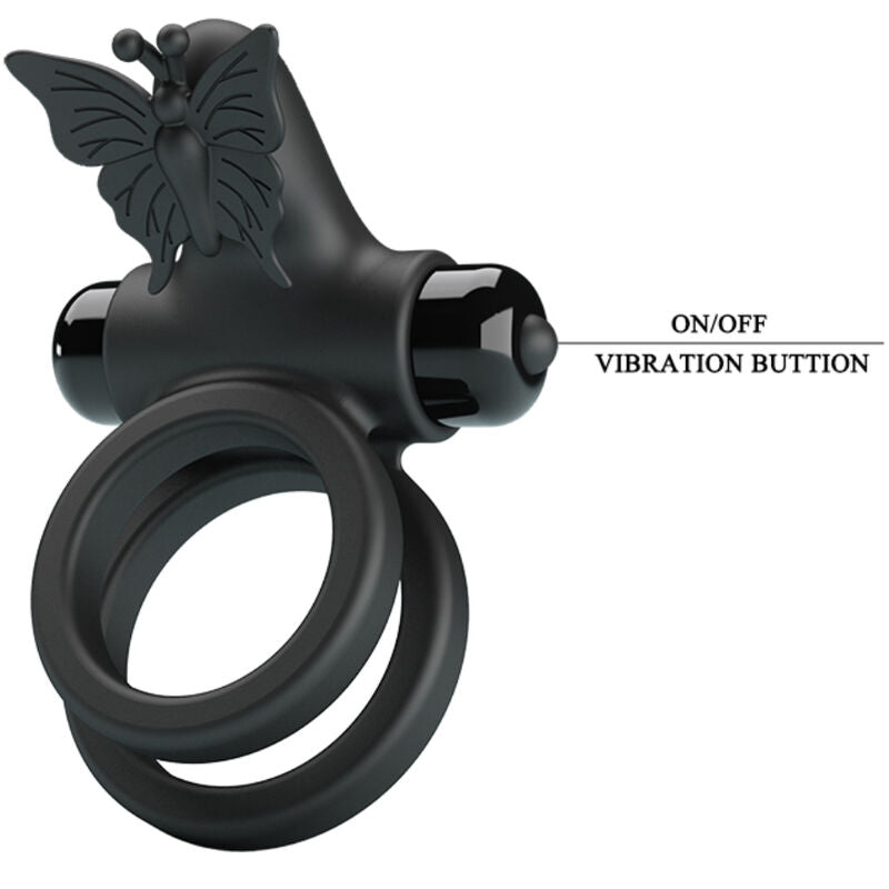 PRETTY LOVE - DOBLE ANILLO VIBRADOR CON ESTIMULADOR NEGRO PRETTY LOVE MALE