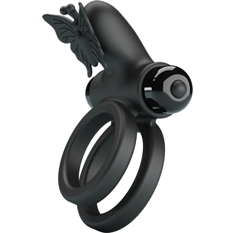 PRETTY LOVE - DOBLE ANILLO VIBRADOR CON ESTIMULADOR NEGRO PRETTY LOVE MALE