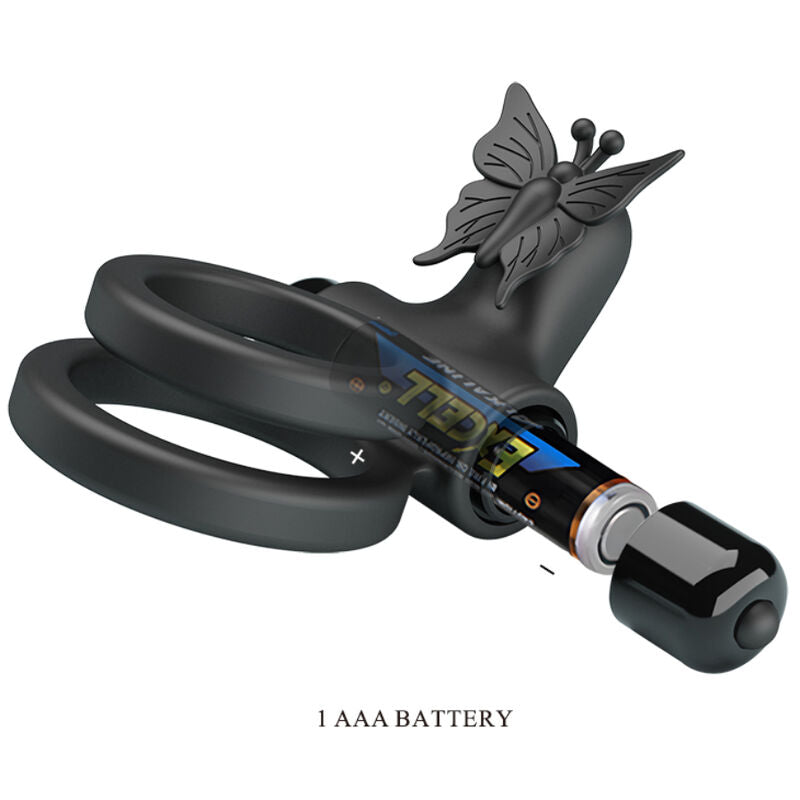 PRETTY LOVE - DOBLE ANILLO VIBRADOR CON ESTIMULADOR NEGRO PRETTY LOVE MALE