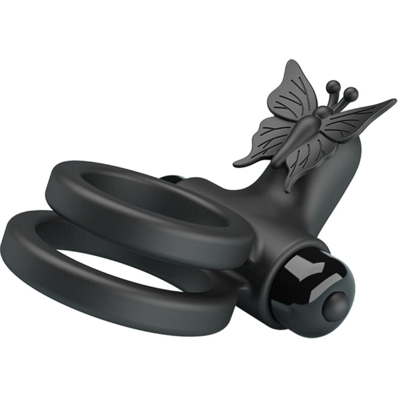 PRETTY LOVE - DOBLE ANILLO VIBRADOR CON ESTIMULADOR NEGRO PRETTY LOVE MALE