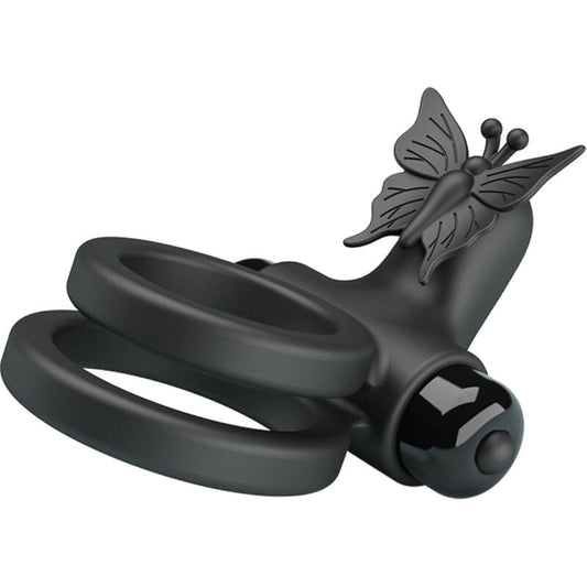 PRETTY LOVE - DOBLE ANILLO VIBRADOR CON ESTIMULADOR NEGRO PRETTY LOVE MALE