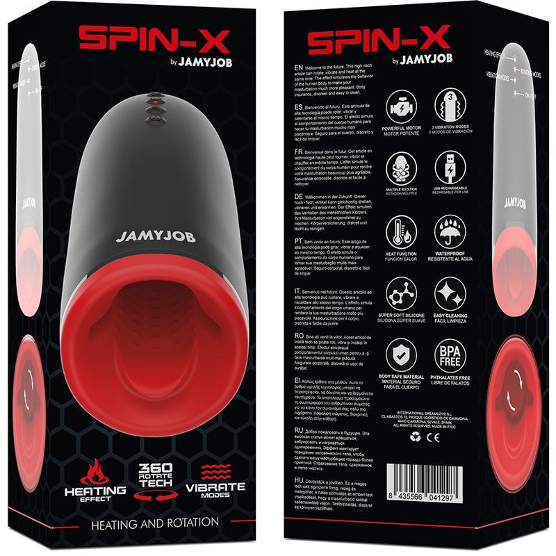 JAMYJOB - SPIN-X MASTURBADOR CON ROTACIÓN Y FUNCIÓN CALOR JAMYJOB