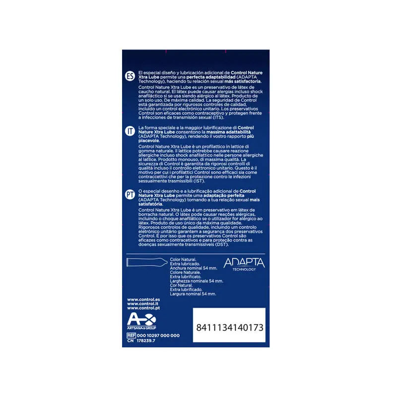 CONTROL - EXTRA LUBE PRESERVATIVOS 12 UNIDADES CONTROL CONDOMS