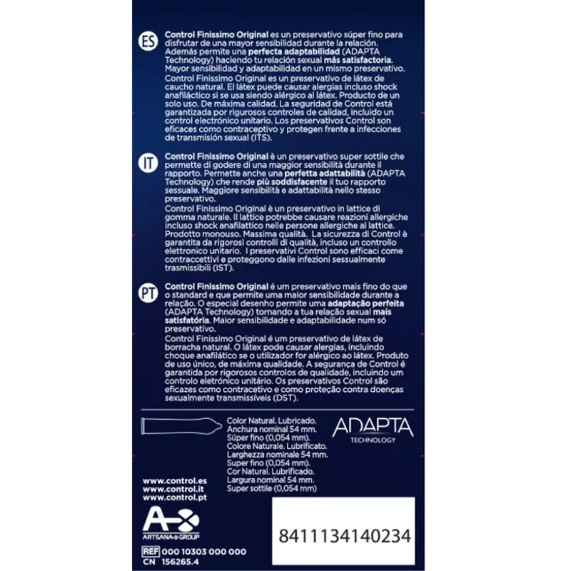 CONTROL - FINISSIMO PRESERVATIVOS 12 UNIDADES CONTROL CONDOMS