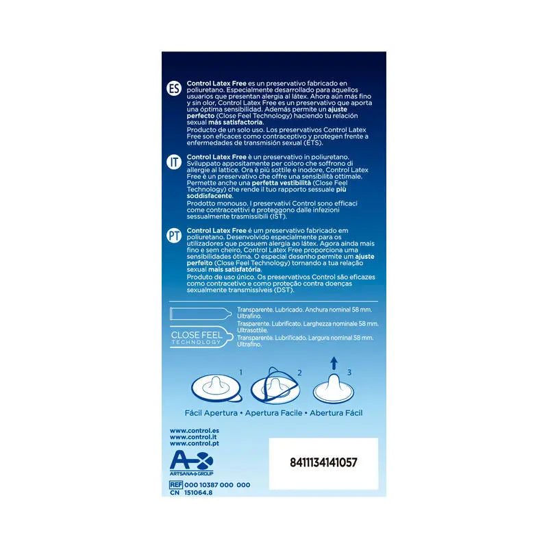 CONTROL - FREE SIN LATEX PRESERVATIVOS 5 UNIDADES CONTROL CONDOMS