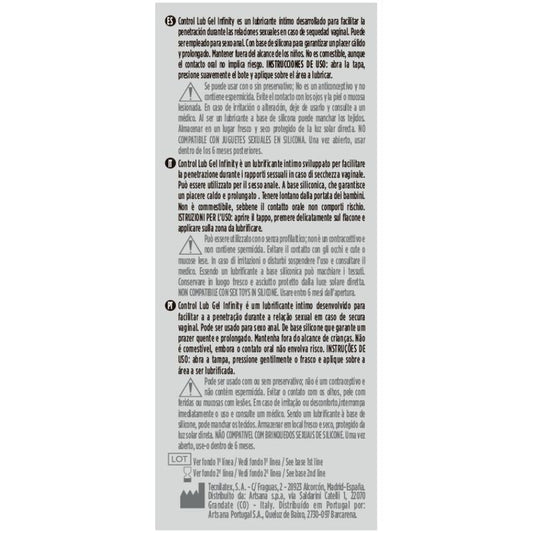 CONTROL - INFINITY LUBRICANTE BASE SILICONA 75 ML CONTROL LUBES