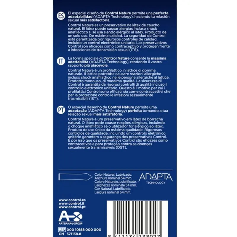 CONTROL - ADAPTA NATURE PRESERVATIVOS 6 UNIDADES CONTROL CONDOMS