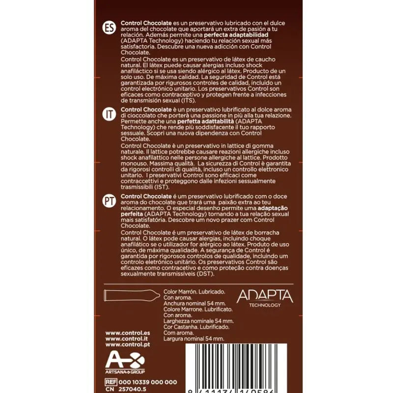 CONTROL - CHOCOLATE PRESERVATIVOS 12 UNIDADES CONTROL CONDOMS