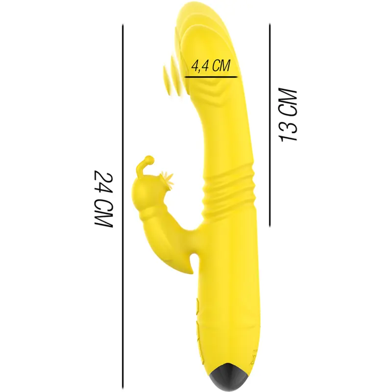 INTENSE - TOKY VIBRADOR MULTIFUNCIÓN RECARGABLE UP & DOWN CON ESTIMULADOR DE CLITORIS AMARILLO INTENSE FUN