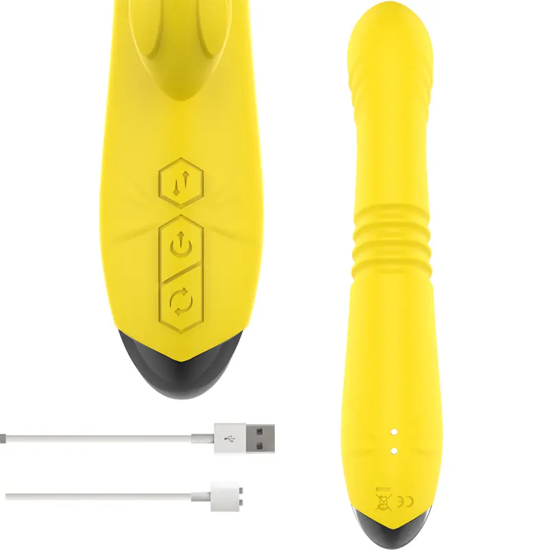 INTENSE - TOKY VIBRADOR MULTIFUNCIÓN RECARGABLE UP & DOWN CON ESTIMULADOR DE CLITORIS AMARILLO INTENSE FUN
