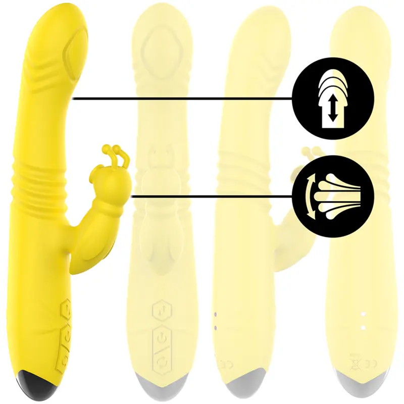 INTENSE - TOKY VIBRADOR MULTIFUNCIÓN RECARGABLE UP & DOWN CON ESTIMULADOR DE CLITORIS AMARILLO INTENSE FUN