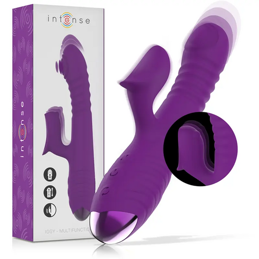 INTENSE - IGGY VIBRADOR MULTIFUNCIÓN RECARGABLE UP & DOWN CON ESTIMULADOR DE CLITORIS MORADO INTENSE FUN