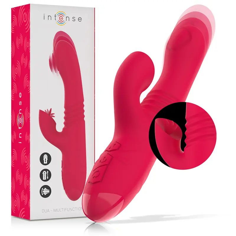 INTENSE - DUA VIBRADOR MULTIFUNCIÓN RECARGABLE UP & DOWN CON LENGUA ROJO INTENSE FUN