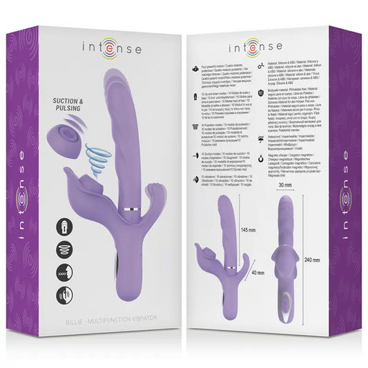 INTENSE - BILLIE VIBRADOR MULTIFUNCIÓN RECARGABLE SUCCIONADOR CON PULSADOR MORADO INTENSE FUN