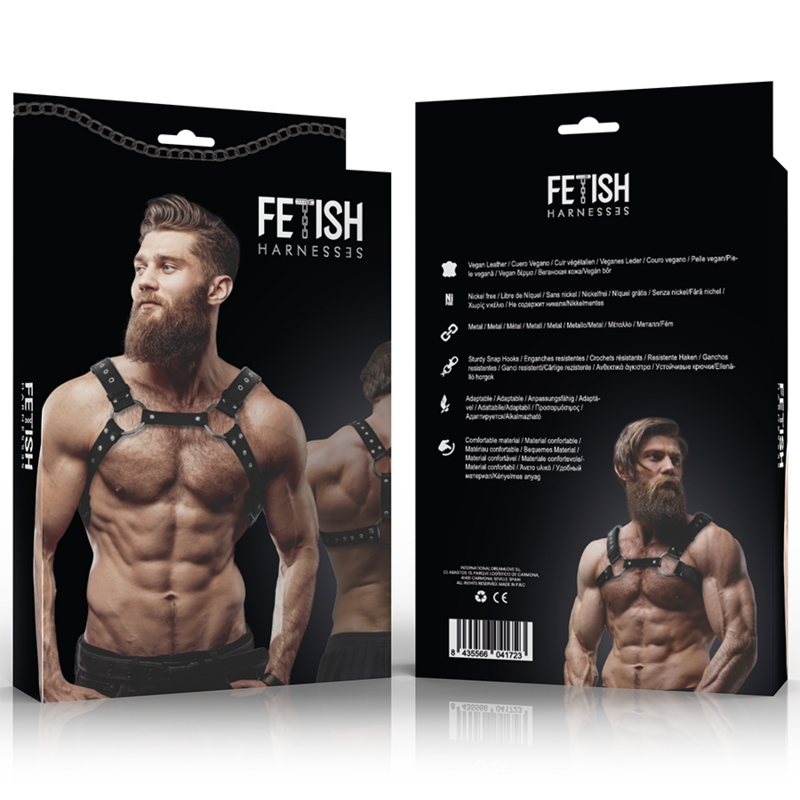 FETISH SUBMISSIVE ATTITUDE - ARNÉS ECOPIEL PECHO CON TACHUELAS HOMBRE FETISH SUBMISSIVE ATTITUDE