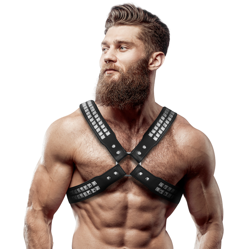 FETISH SUBMISSIVE ATTITUDE - ARNÉS ECOPIEL PECHO CRUZADO CON REMACHES HOMBRE FETISH SUBMISSIVE ATTITUDE