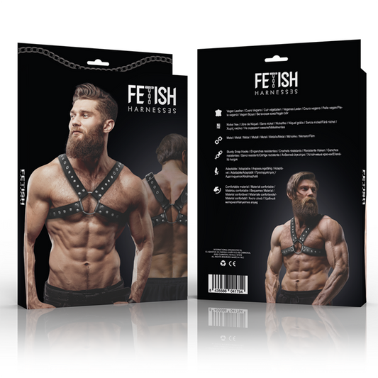FETISH SUBMISSIVE ATTITUDE - ARNÉS ECOPIEL PECHO CRUZADO CON TACHUELAS HOMBRE FETISH SUBMISSIVE ATTITUDE