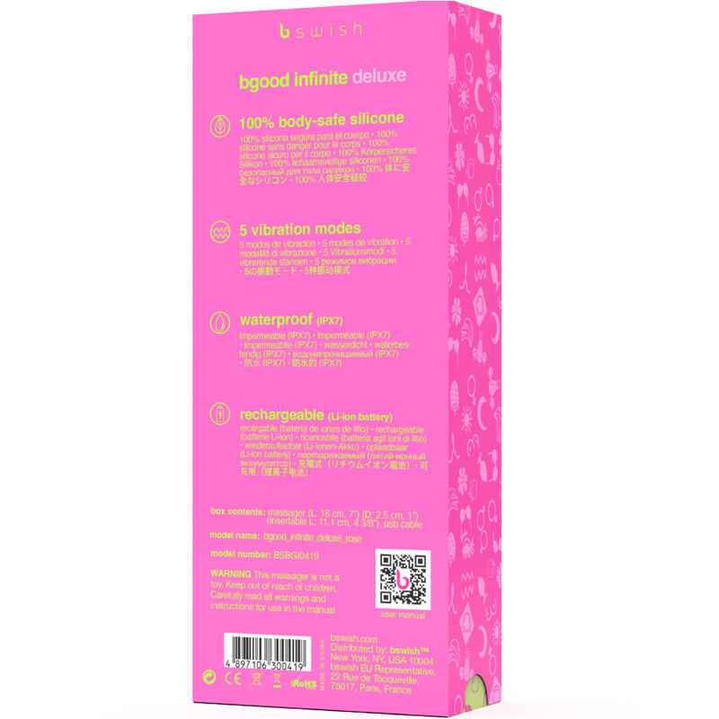 B SWISH - BGOOD INFINITE DELUXE VIBRADOR RECARGABLE SILICONA ROSA B SWISH