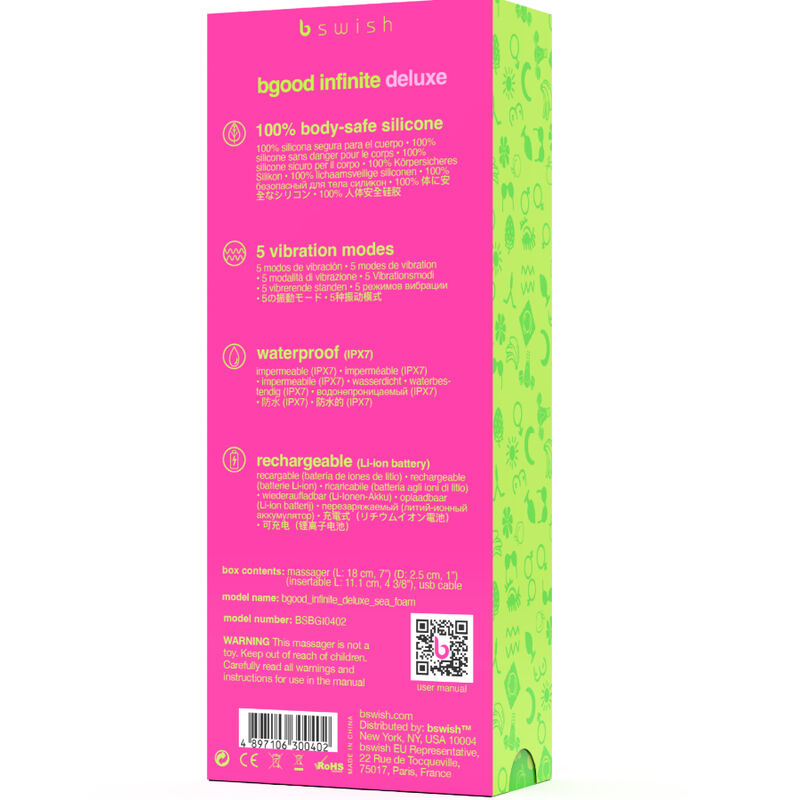 B SWISH - BGOOD INFINITE DELUXE VIBRADOR RECARGABLE SILICONA AZUL B SWISH
