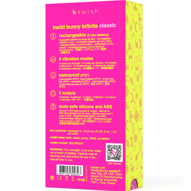 B SWISH - BWILD BUNNY INFINITE CLASSIC VIBRADOR RECARGABLE SILICONA ROSA B SWISH