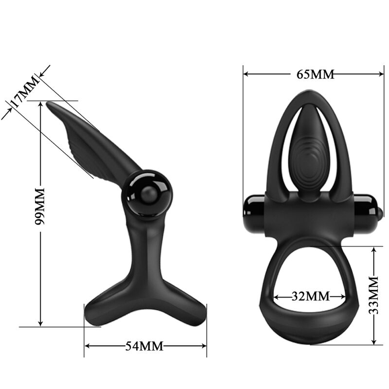 PRETTY LOVE - ANILLO VIBRADOR 10 VIBRACIONES SILICONA NEGRO PRETTY LOVE MALE