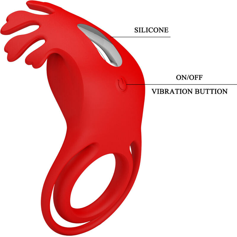 PRETTY LOVE - RUBEN ANILLO VIBRADOR 7 VIBRACIONES SILICONA ROJO PRETTY LOVE MALE