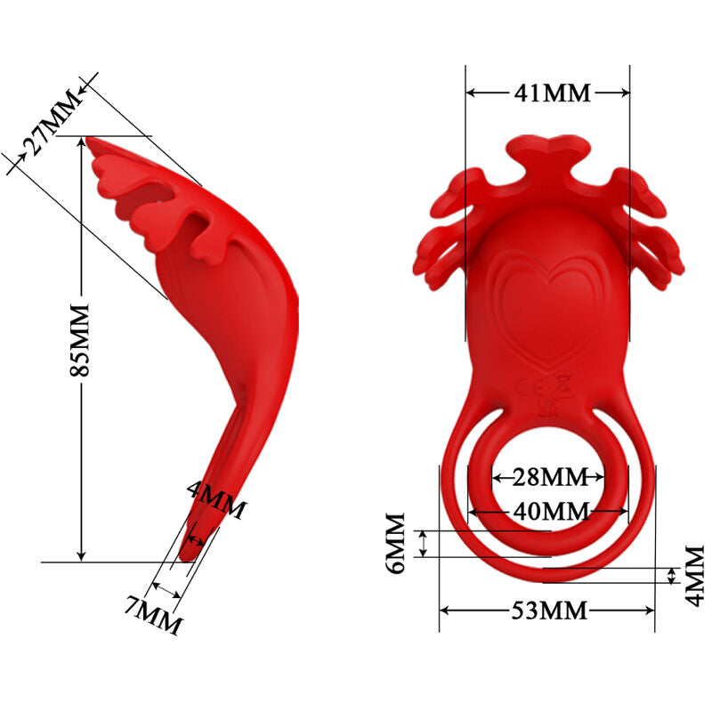 PRETTY LOVE - RUBEN ANILLO VIBRADOR 7 VIBRACIONES SILICONA ROJO PRETTY LOVE MALE