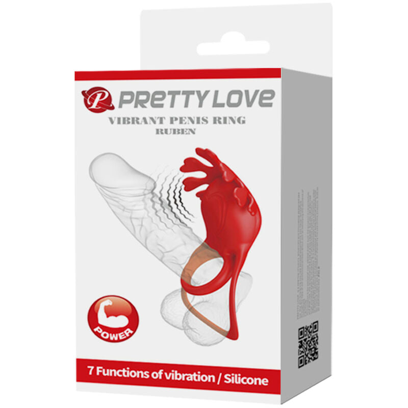 PRETTY LOVE - RUBEN ANILLO VIBRADOR 7 VIBRACIONES SILICONA ROJO PRETTY LOVE MALE