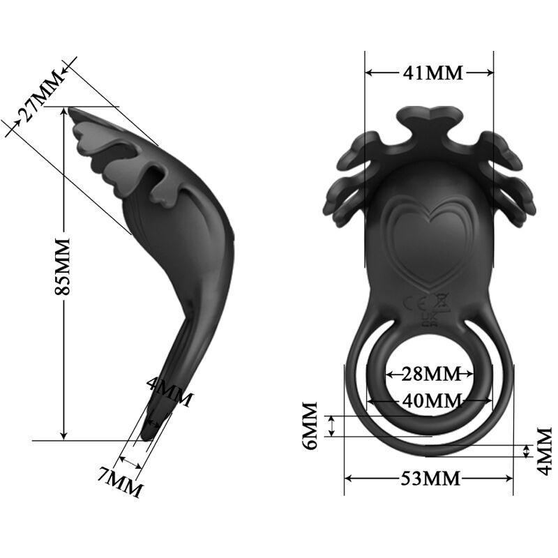 PRETTY LOVE - RUBEN ANILLO VIBRADOR 7 VIBRACIONES SILICONA NEGRO PRETTY LOVE MALE
