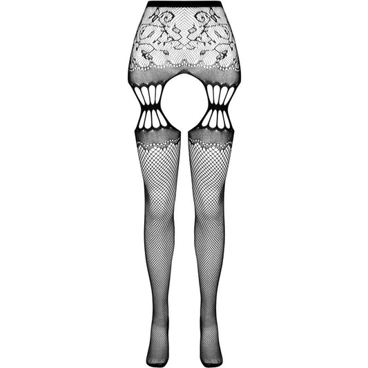 PASSION - S027 MEDIAS CON LIGUERO NEGRO TALLA UNICA PASSION WOMAN GARTER & STOCK