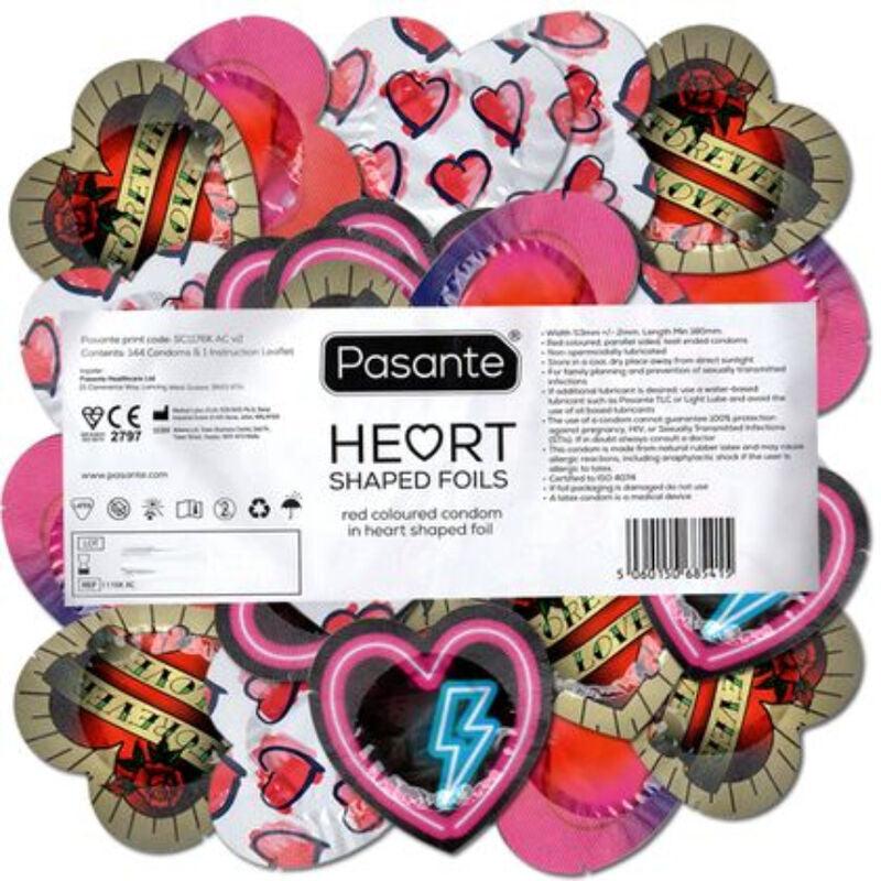 PASANTE - PRESERVATIVO ROJO FORMA CORAZON BOLSA 144 UNIDADES PASANTE