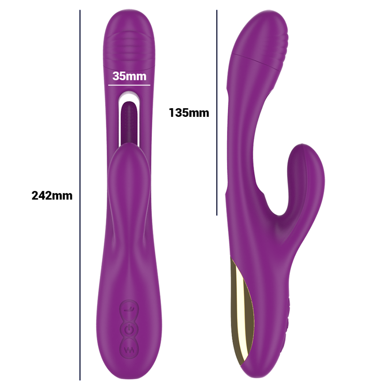 INTENSE - APOLO VIBRADOR MULTIFUNCIÓN RECARGABLE 7 VIBRACIONES CON LENGUA OSCILANTE MORADO INTENSE FUN