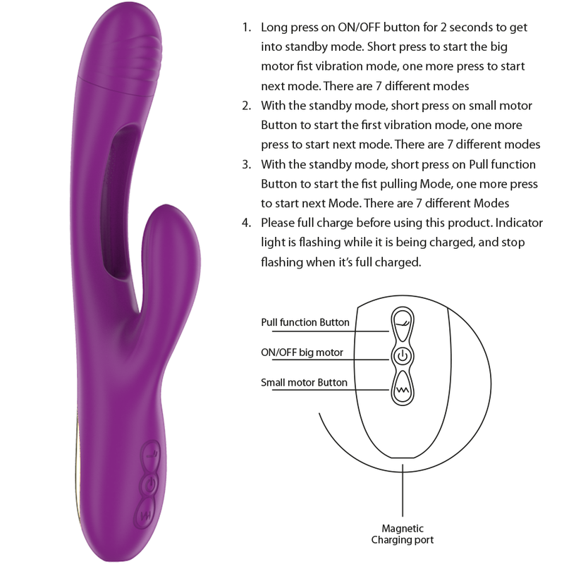 INTENSE - APOLO VIBRADOR MULTIFUNCIÓN RECARGABLE 7 VIBRACIONES CON LENGUA OSCILANTE MORADO INTENSE FUN