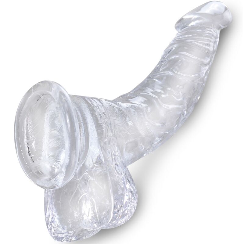 KING COCK - CLEAR PENE REALISTICO CURVADO CON TESTICULOS 16.5 CM TRANSPARENTE KING COCK