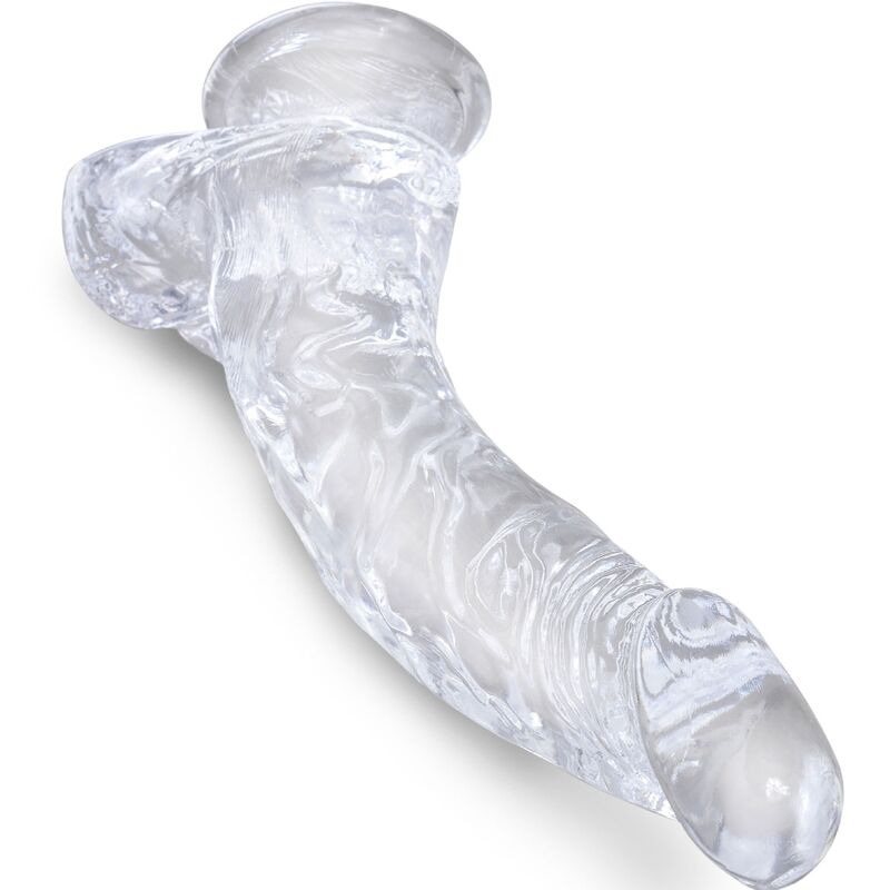 KING COCK - CLEAR PENE REALISTICO CURVADO CON TESTICULOS 16.5 CM TRANSPARENTE KING COCK