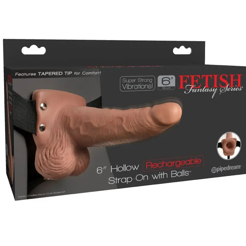 FETISH FANTASY SERIES - ARNÉS AJUSTABLE PENE REALÍSTICO CON TESTÍCULOS RECARGABLE Y VIBRADOR 15 CM FETISH FANTASY SERIES