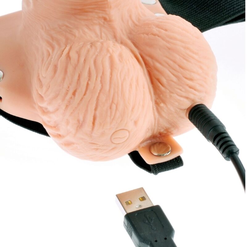 FETISH FANTASY SERIES - ARNÉS AJUSTABLE CONTROL REMOTO PENE REALÍSTICO CON TESTÍCULOS RECARGABLE Y VIBRADOR 15 CM FETISH FANTASY SERIES