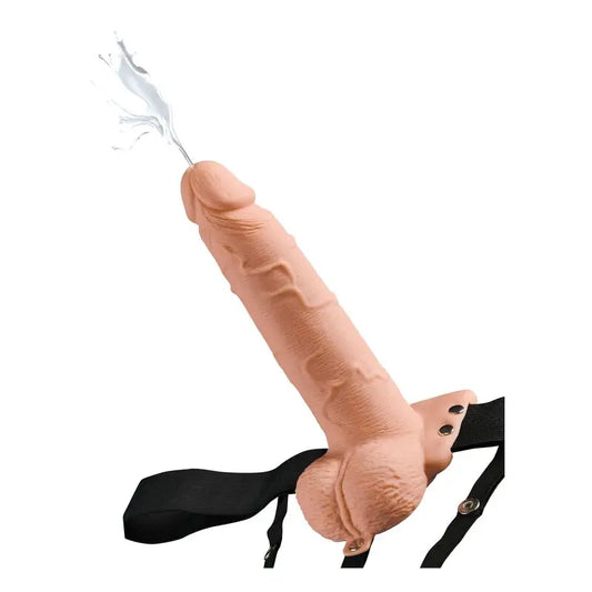 FETISH FANTASY SERIES - ARNÉS AJUSTABLE PENE REALÍSTICO CON TESTÍCULOS SQUIRTING 19 CM FETISH FANTASY SERIES