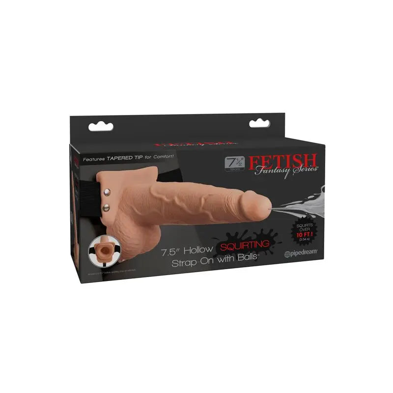 FETISH FANTASY SERIES - ARNÉS AJUSTABLE PENE REALÍSTICO CON TESTÍCULOS SQUIRTING 19 CM FETISH FANTASY SERIES