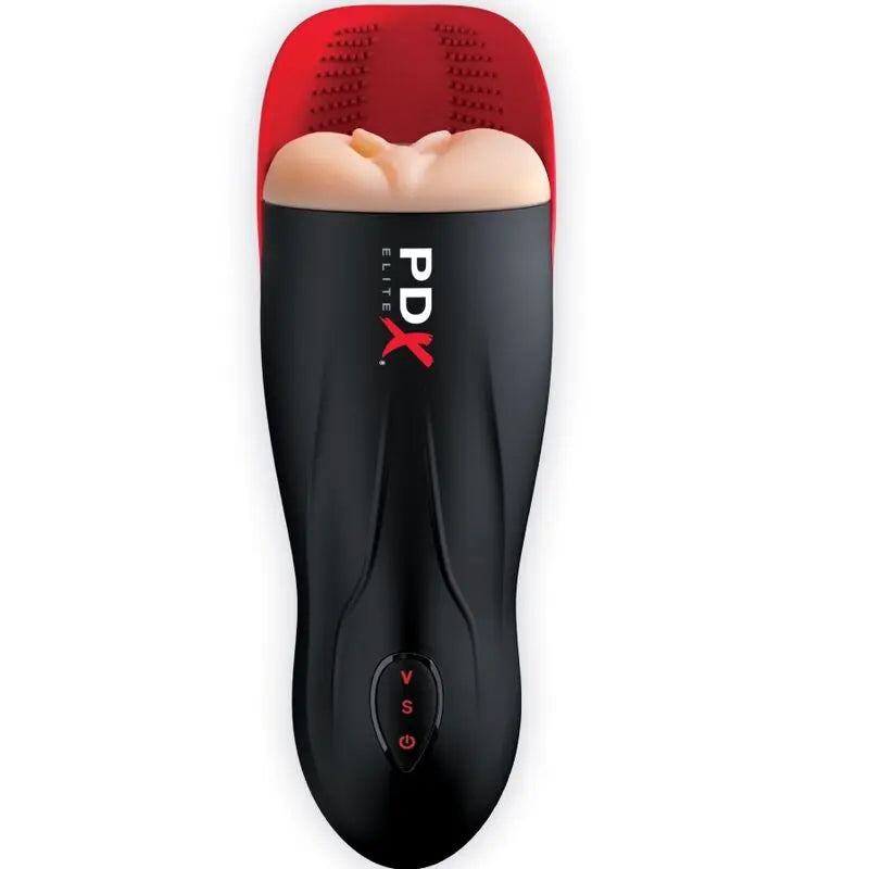 PDX ELITE - MASTURBADOR STROKER FUCK-O-MATIC VAGINA DOBLE VIBRACIÓN PENE & TESTÍCULOS PDX ELITE